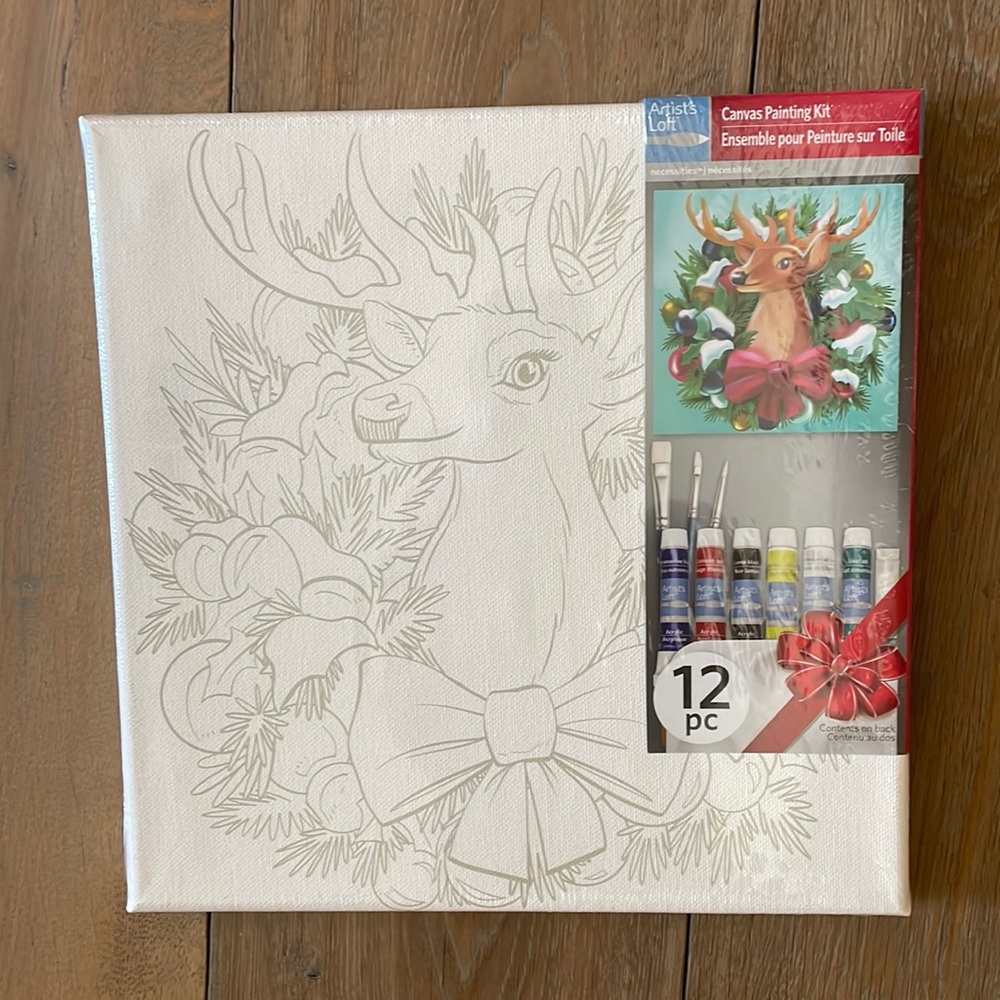 Brand New! Artist's Loft Canvas Painting Kit- Wreath w/ Deer